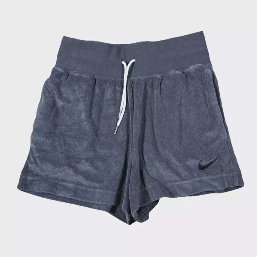 Nike 2024 Dark Gray Velour Track Shorts Size Small Terry Cloth High Waist 2.5 In